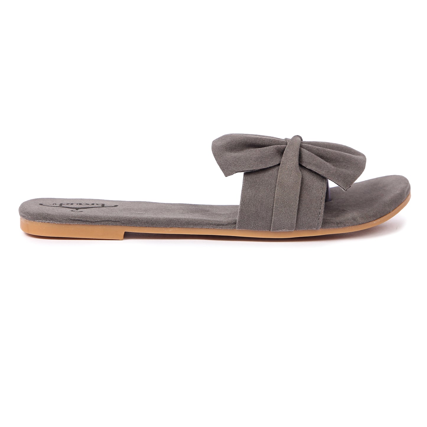 Brauch Women's Grey Suede Bow Flats/Slippers