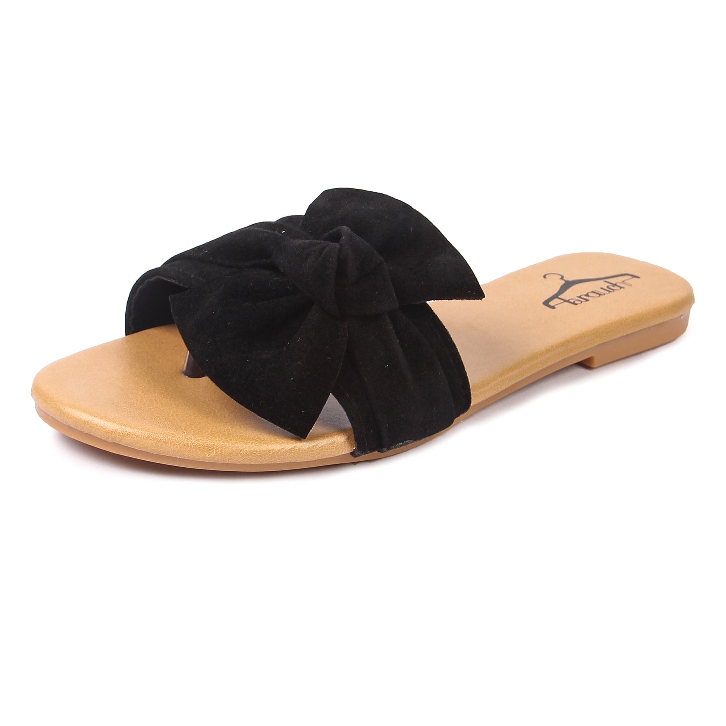 Brauch Women's Black Suede Bow Flats Slides