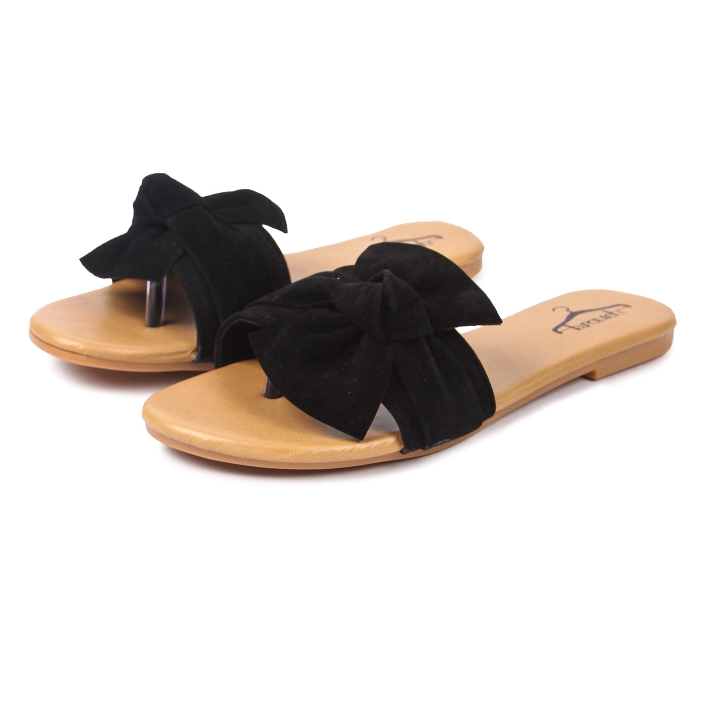 Brauch Women's Black Suede Bow Flats Slides