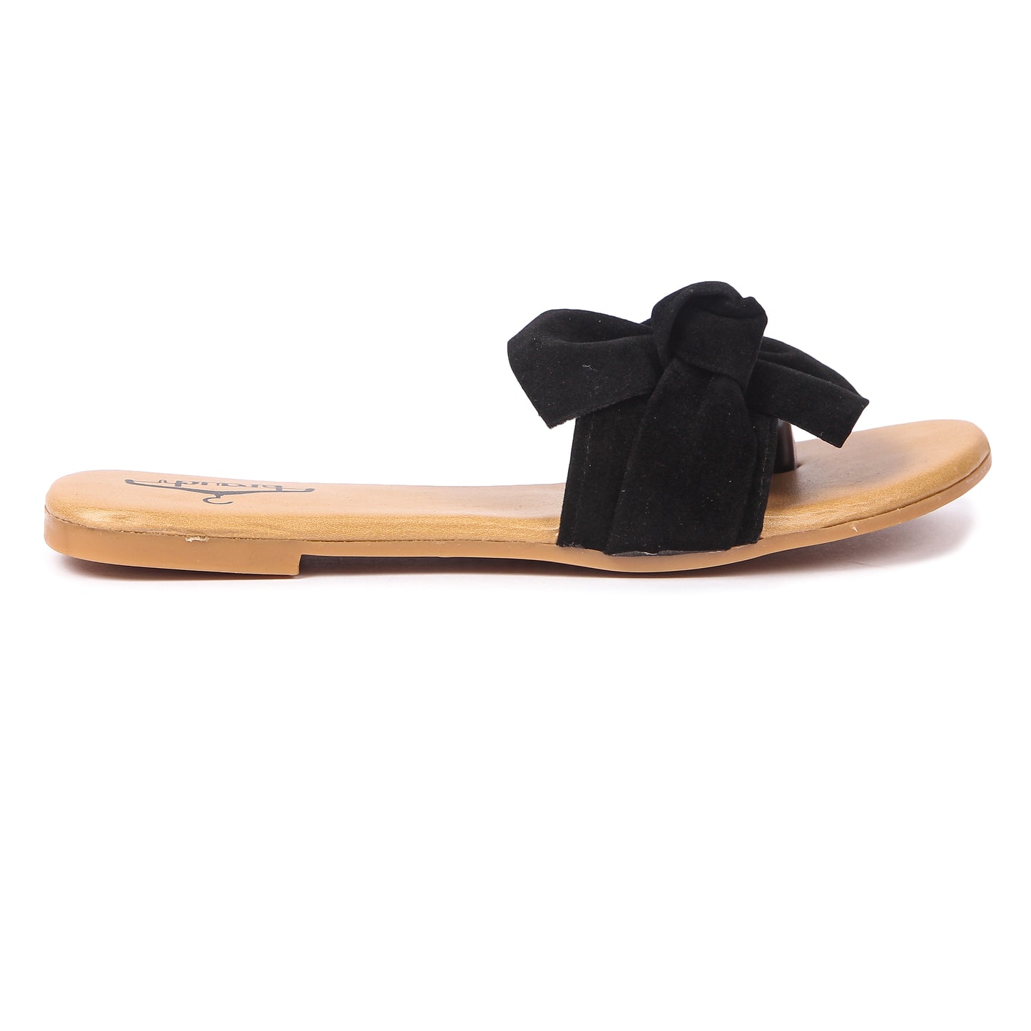 Brauch Women's Black Suede Bow Flats Slides