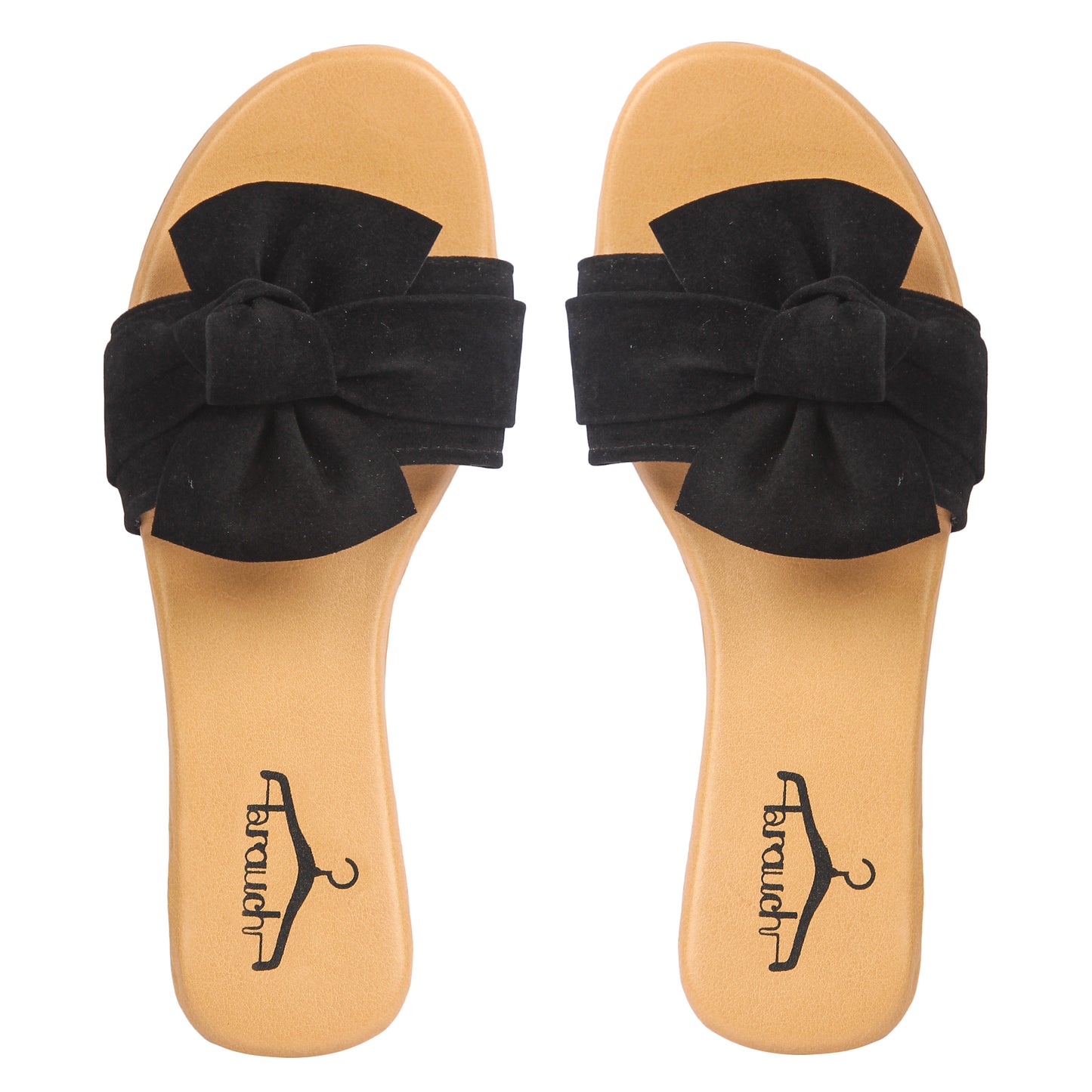 Brauch Women's Black Suede Bow Flats Slides