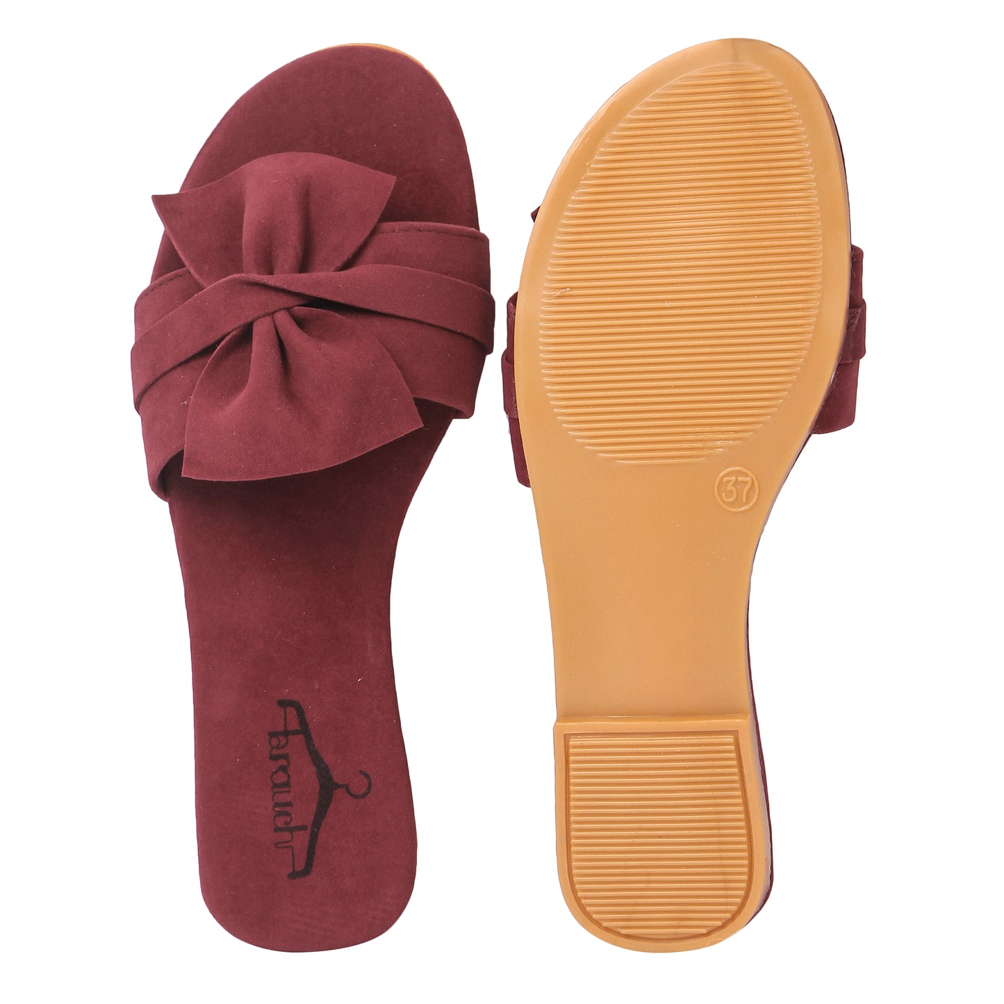 Brauch Women's Maroon Suede Bow Flats/Slippers