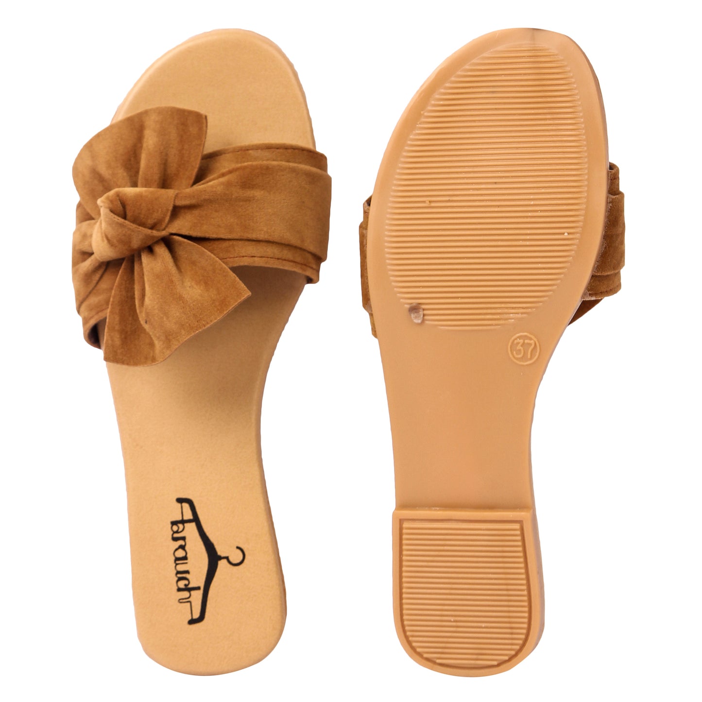 Brauch Women's Royal Brown Suede Bow Flats Slides