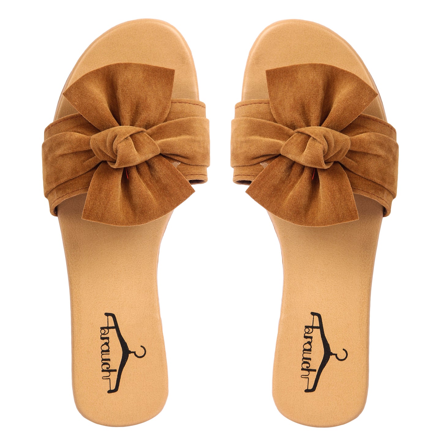 Brauch Women's Royal Brown Suede Bow Flats Slides