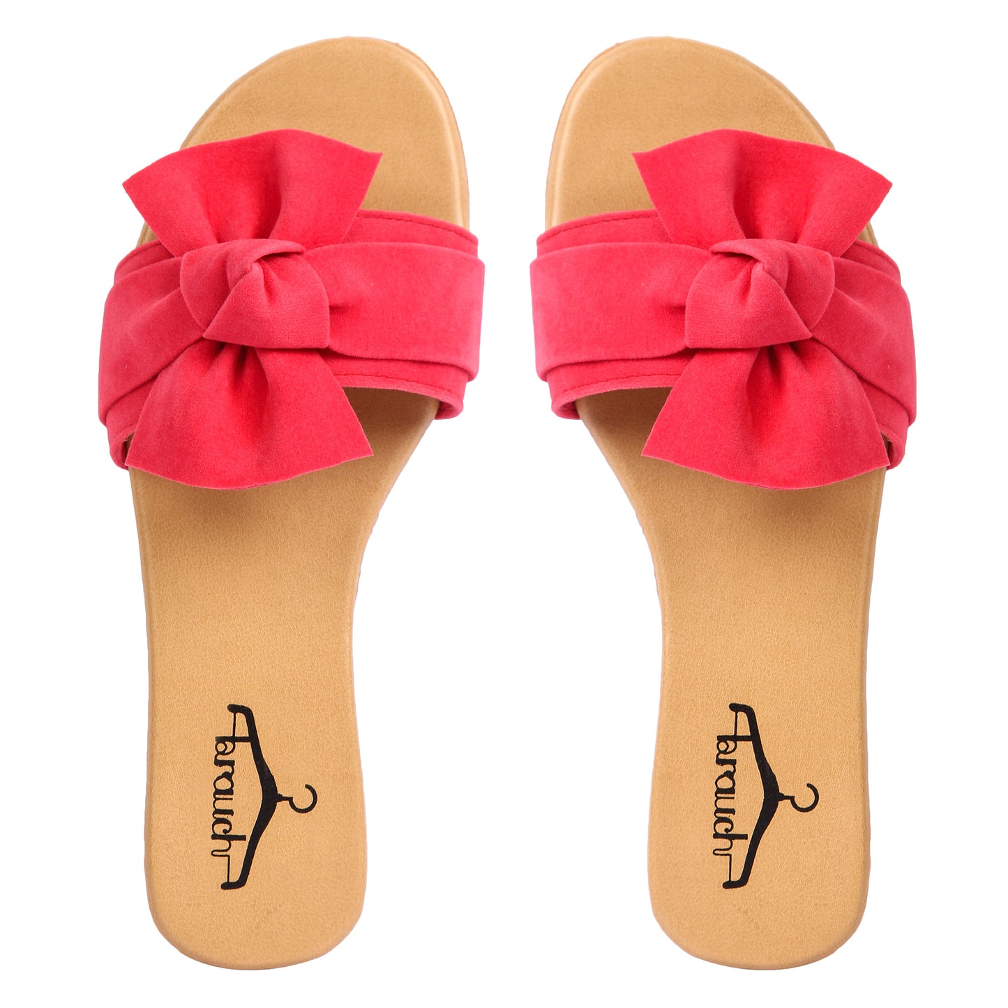 Brauch Women's Pink Suede Bow Flats Slides
