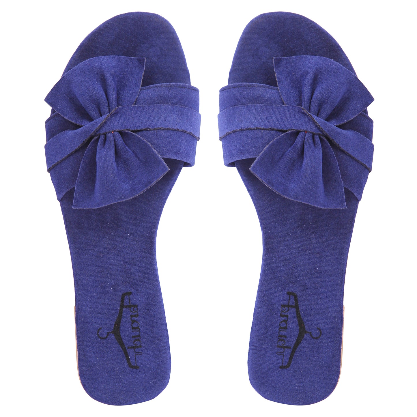 Brauch Women's Blue Suede Bow Flats/Slippers