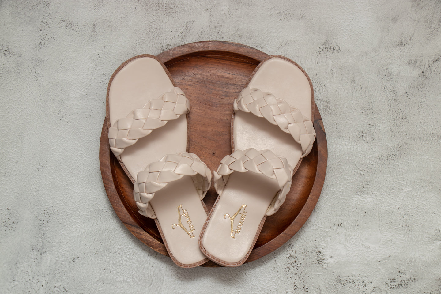 Brauch Women's Cream Braided Strap Flats