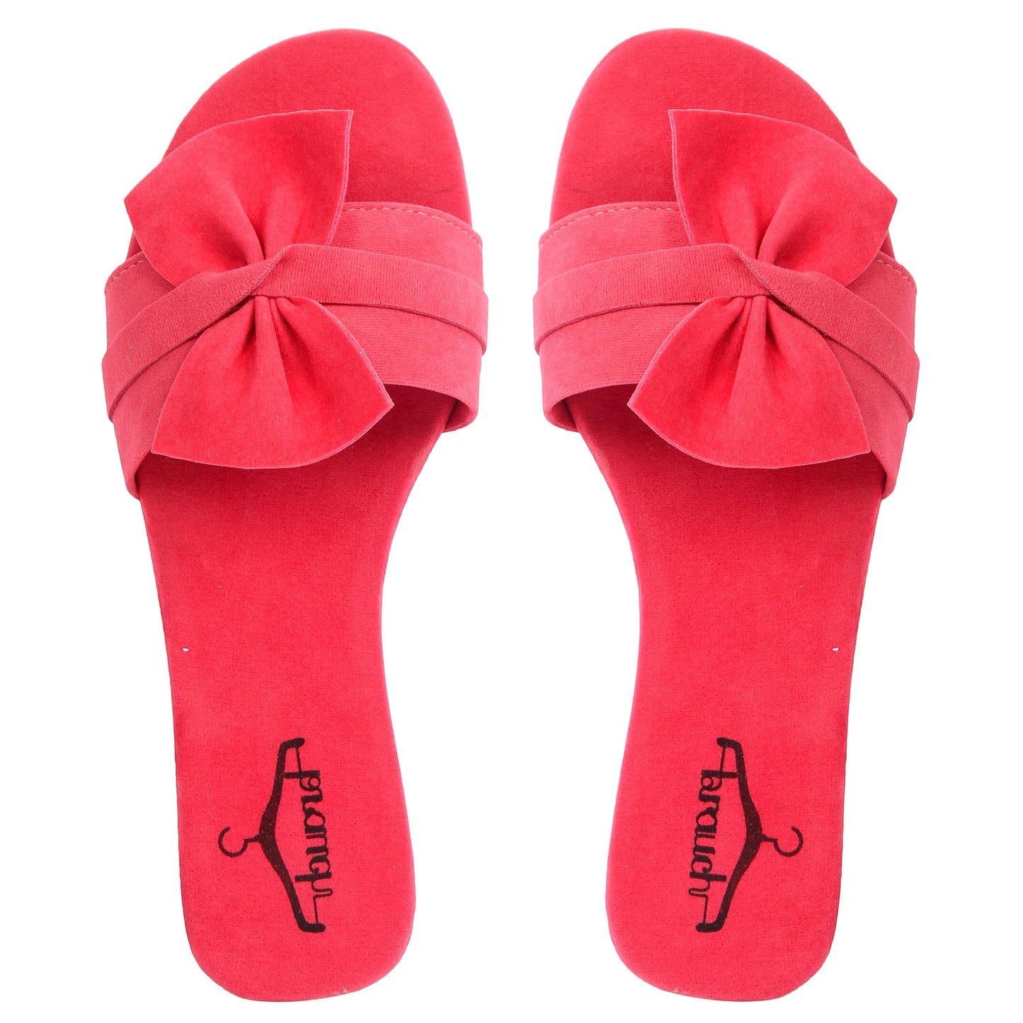 Brauch Women's Pink Suede Bow Flats/Slippers