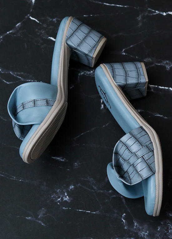 Brauch Sky Blue Stylish Bow Block Heel