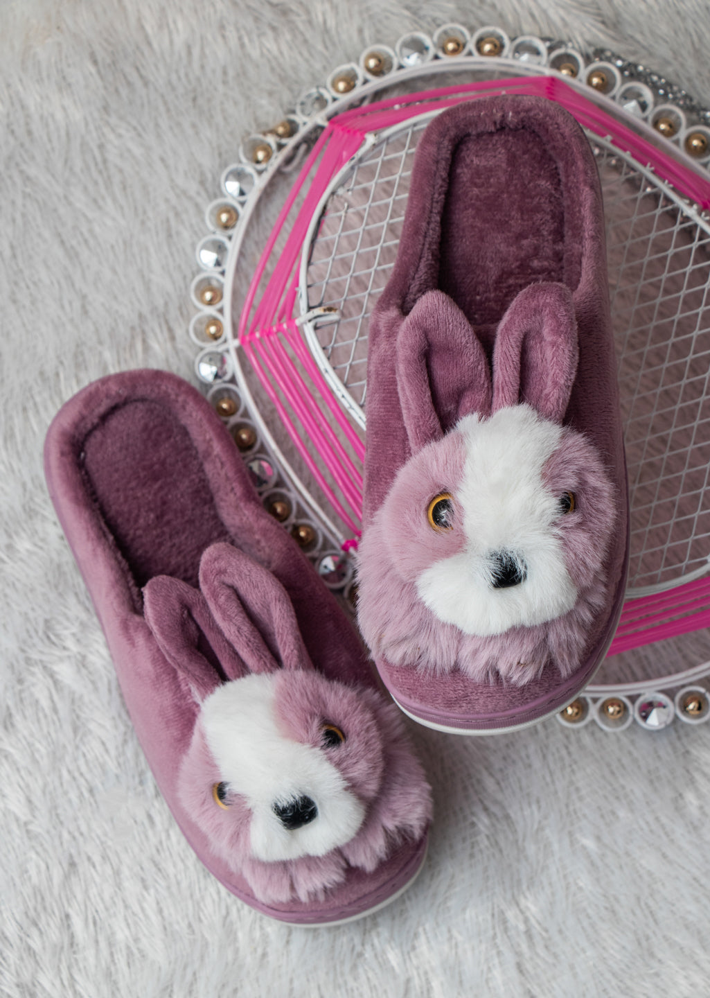 Brauch Women's Purple Cute Rabbit Winter Slippers1