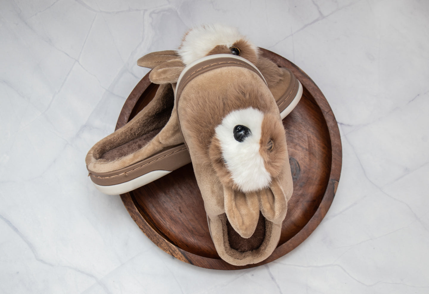 Brauch Women's Tan Cute Rabbit Winter Slippers