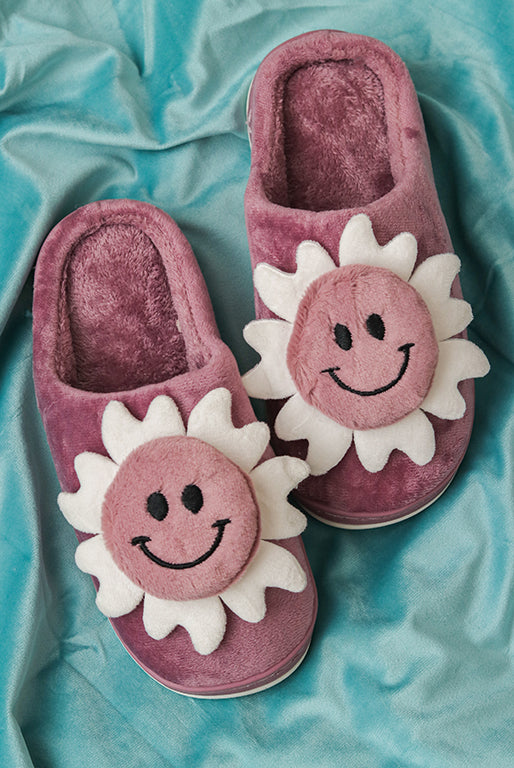 Brauch Women's Purple Smiley Fur Winter Slippers