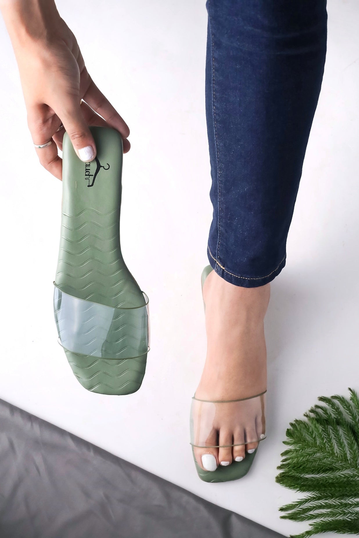 Brauch Olive Transparent Patterned Flats