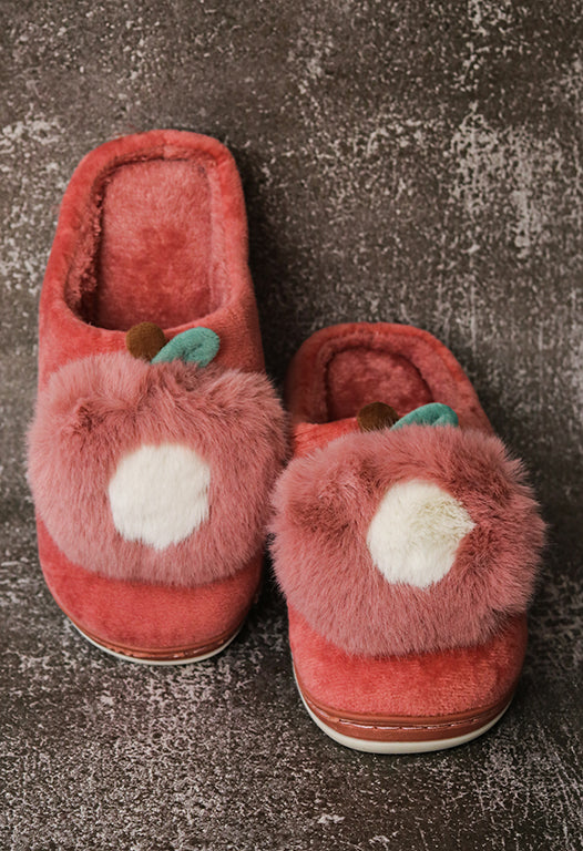 Brauch Women's Pink Apple Furry Winter Slippers - Main Image