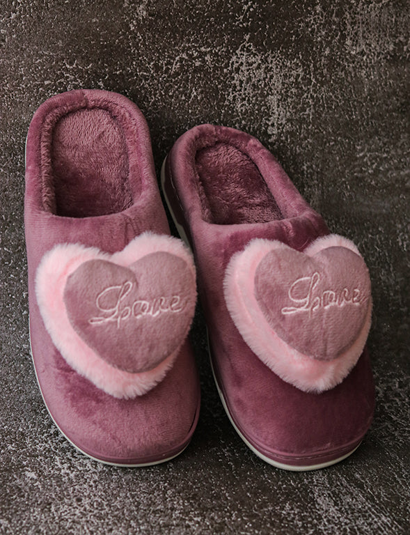 Brauch Women's Purple Love Heart Fur Winter Slippers