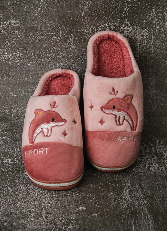 Brauch Women's Pink Whale Fur Winter Slippers