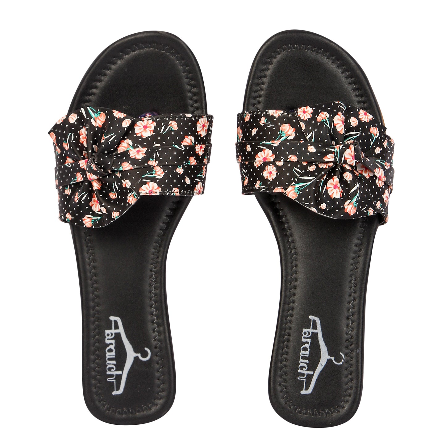Brauch Women's Black Flower Bow Flats