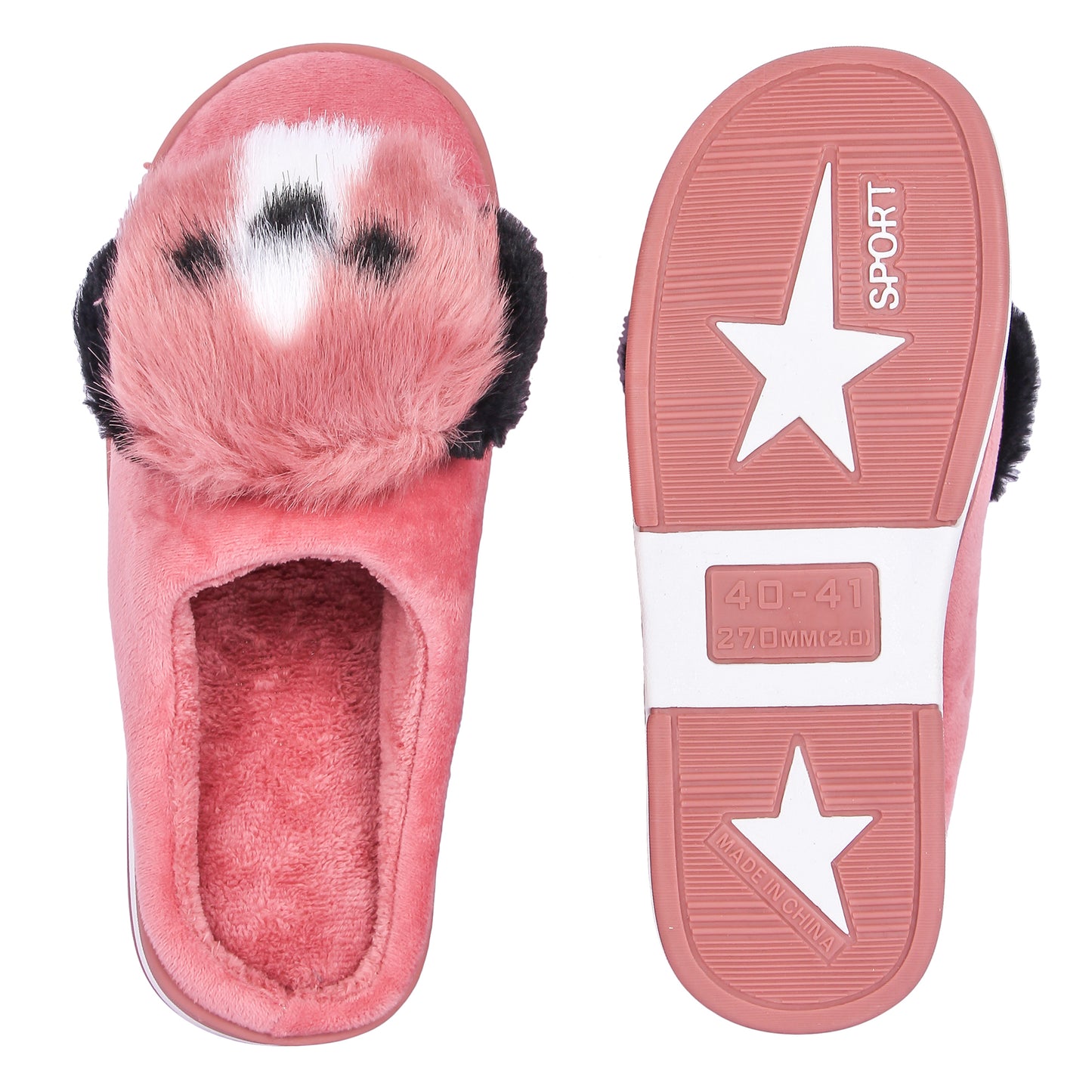 Brauch Women's Pink Cute Dog Winter Slippers
