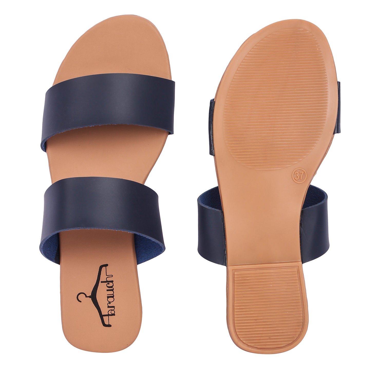 Brauch Women's Navy Strap Flats