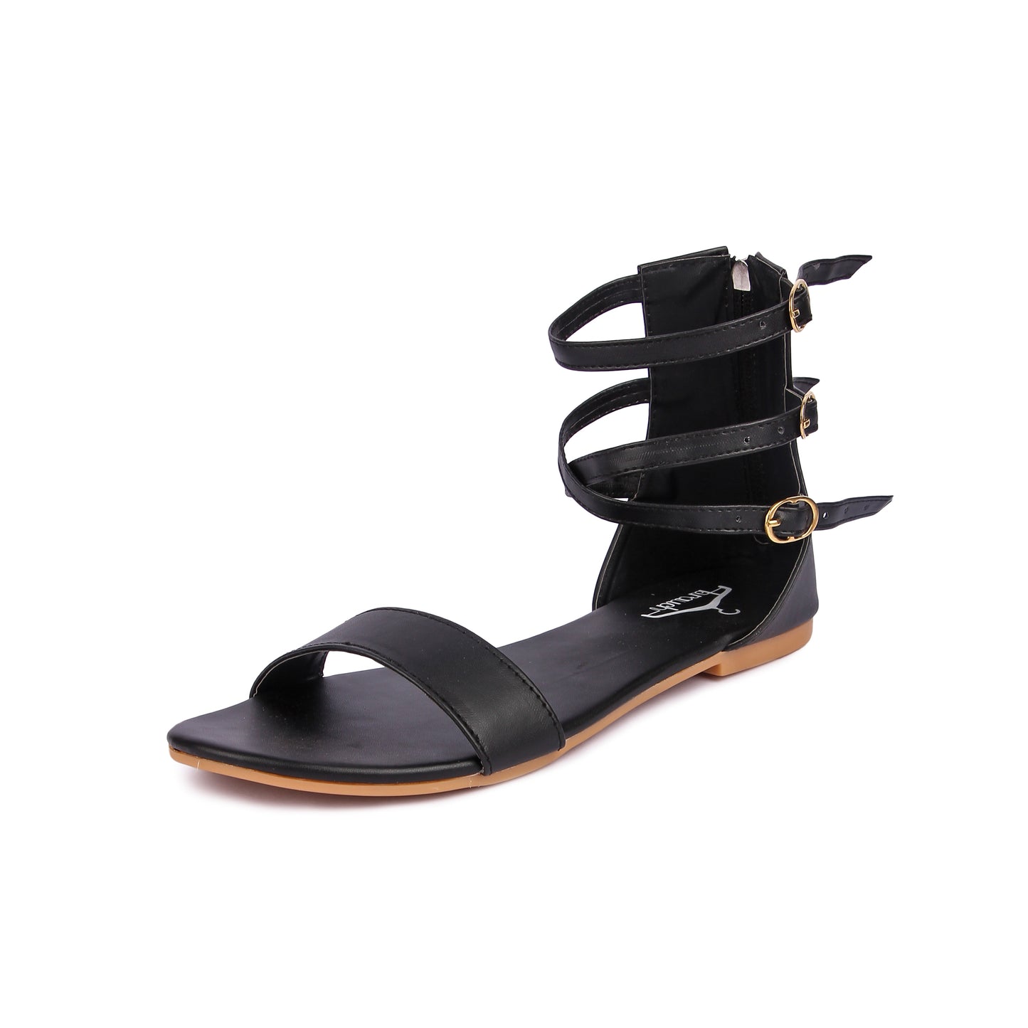 Brauch Women's Black High Multi Strap Sandal