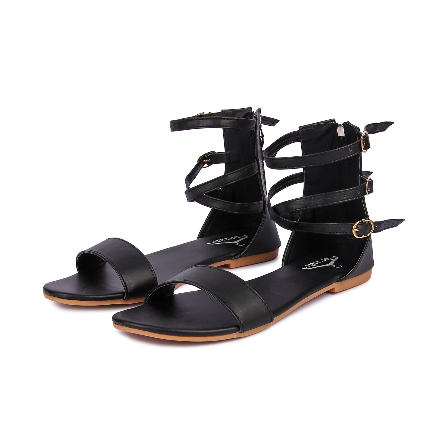 Brauch Women's Black High Multi Strap Sandal