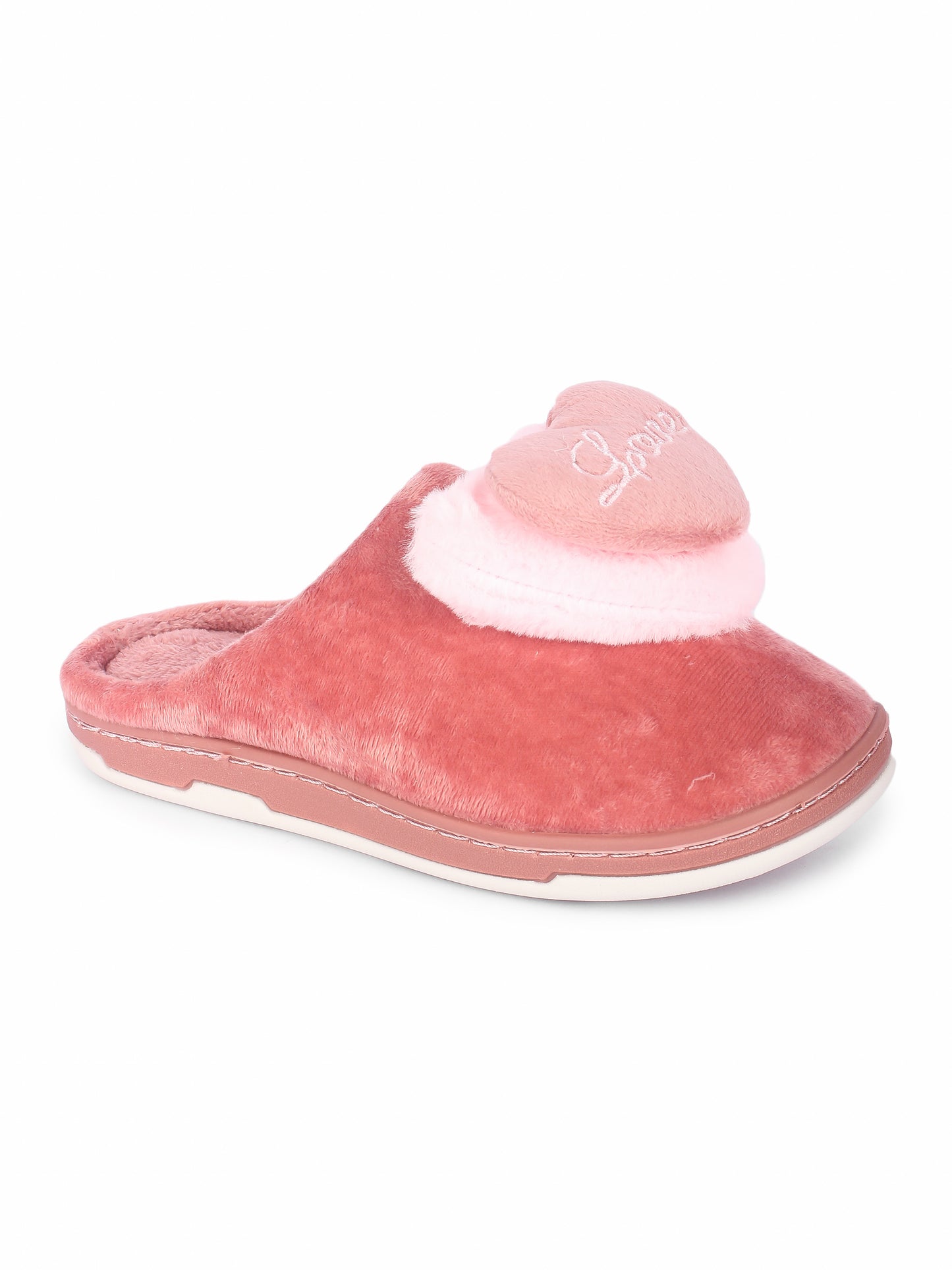 Brauch Women's Pink Love Heart Fur Winter Slippers