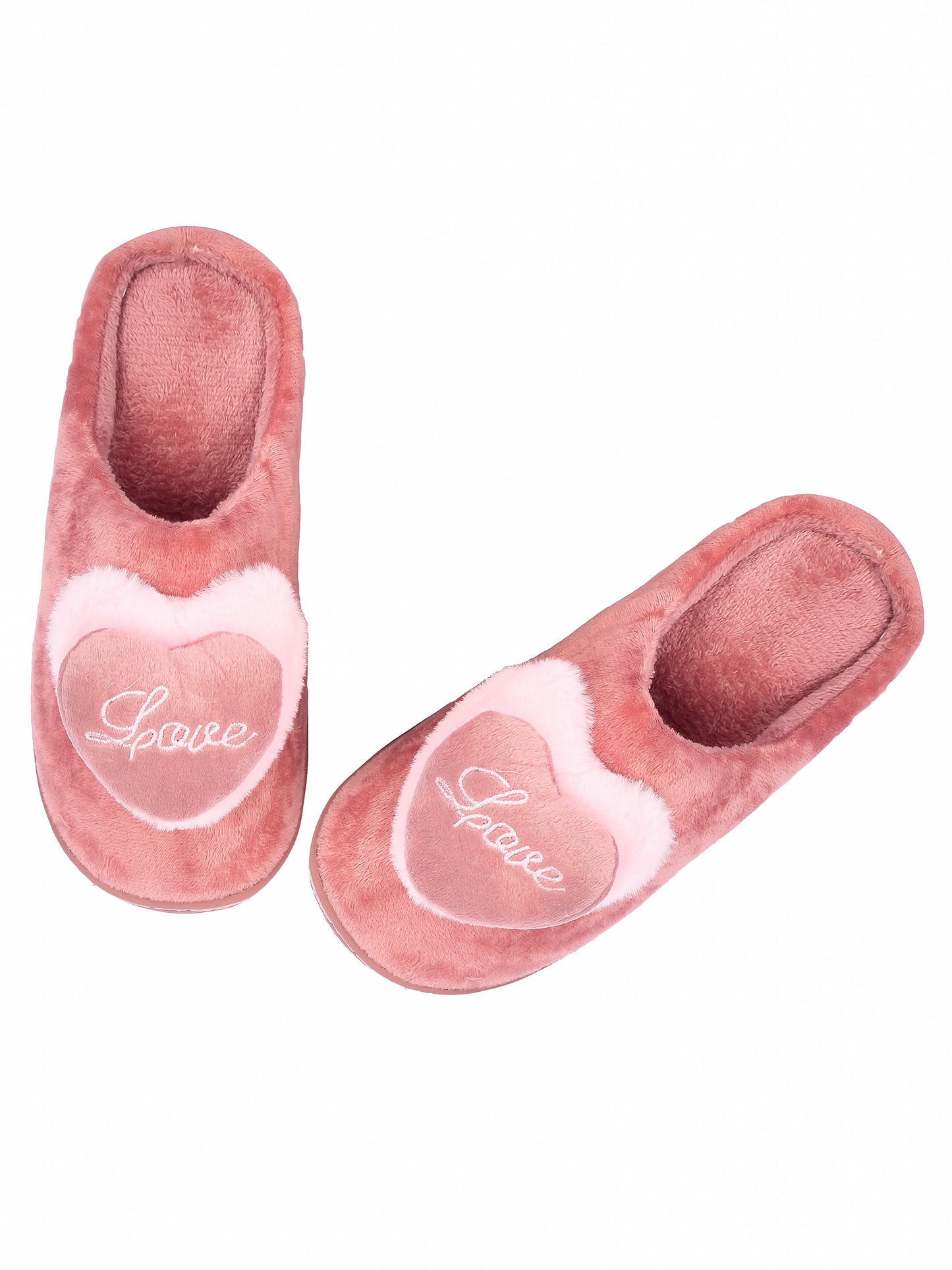 Brauch Women's Pink Love Heart Fur Winter Slippers