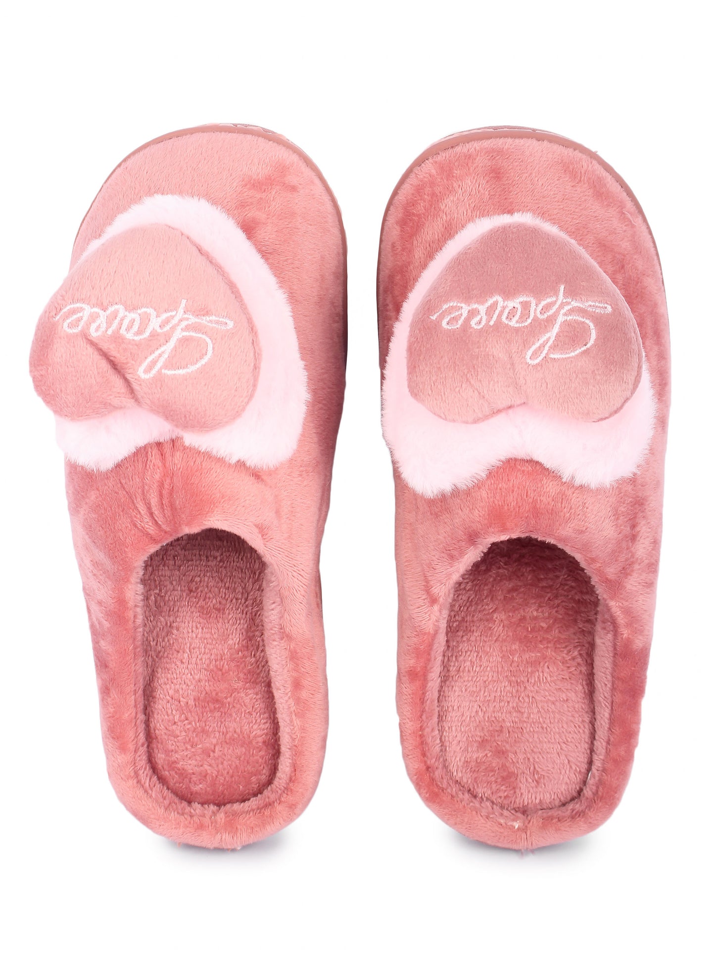 Brauch Women's Pink Love Heart Fur Winter Slippers