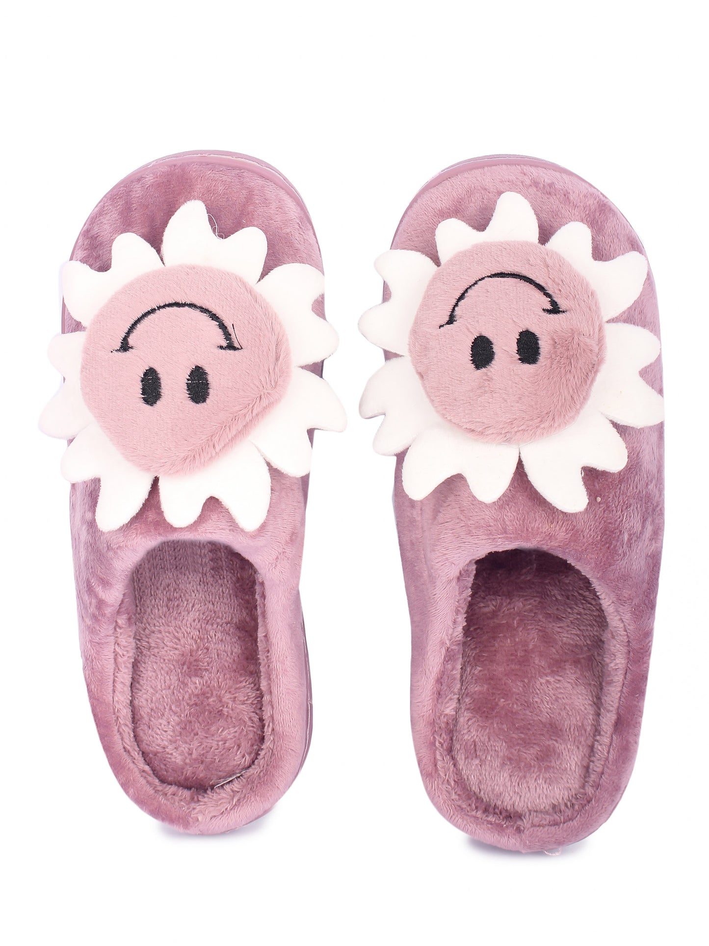 Brauch Women's Purple Smiley Fur Winter Slippers