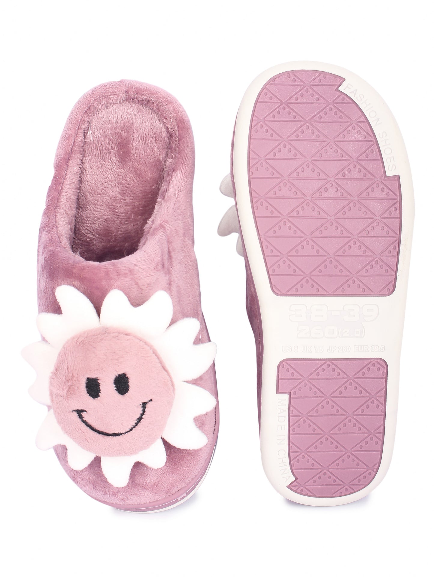 Brauch Women's Purple Smiley Fur Winter Slippers