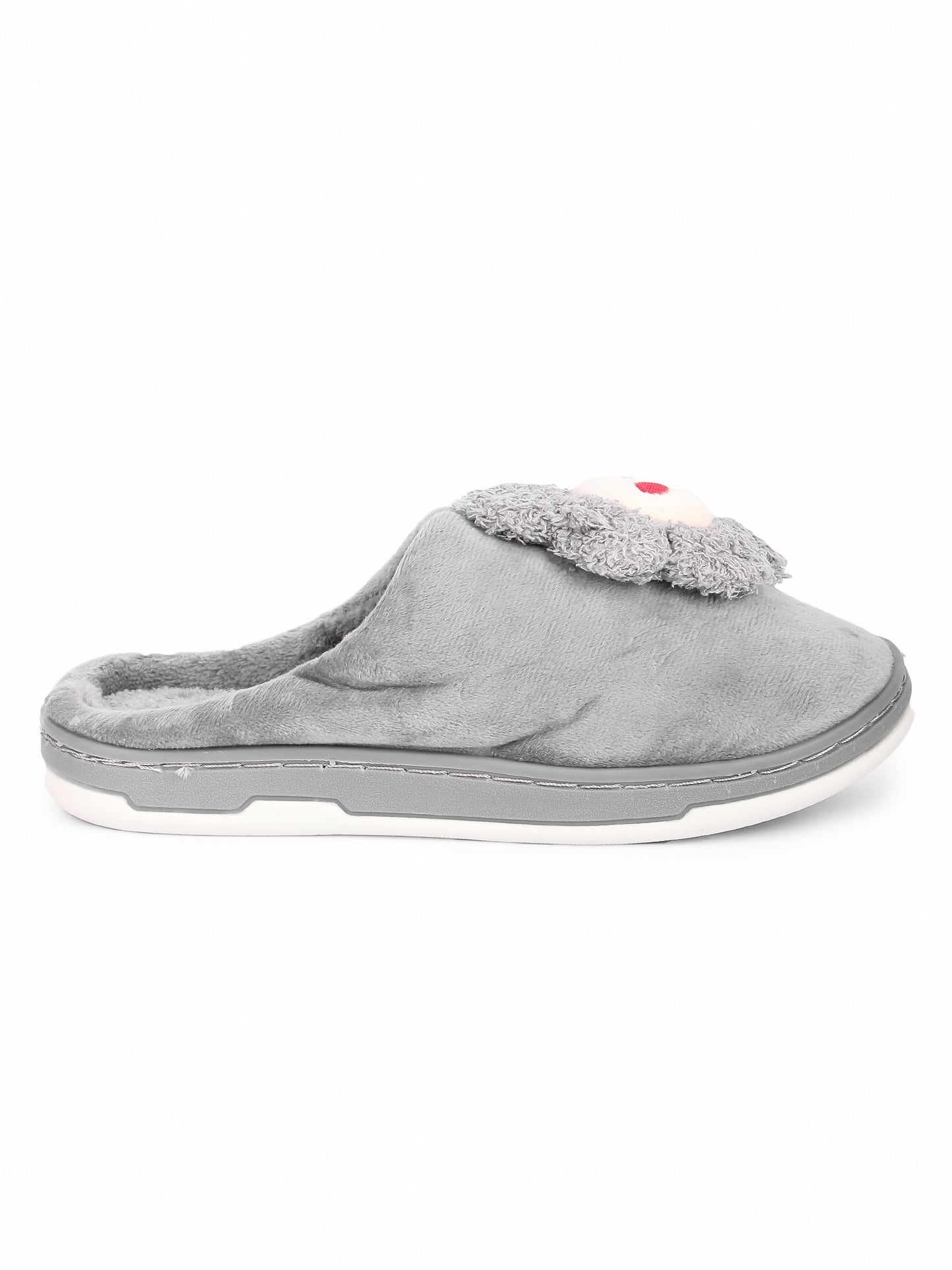 Brauch Women's Grey Sunflower Fur Winter Slippers