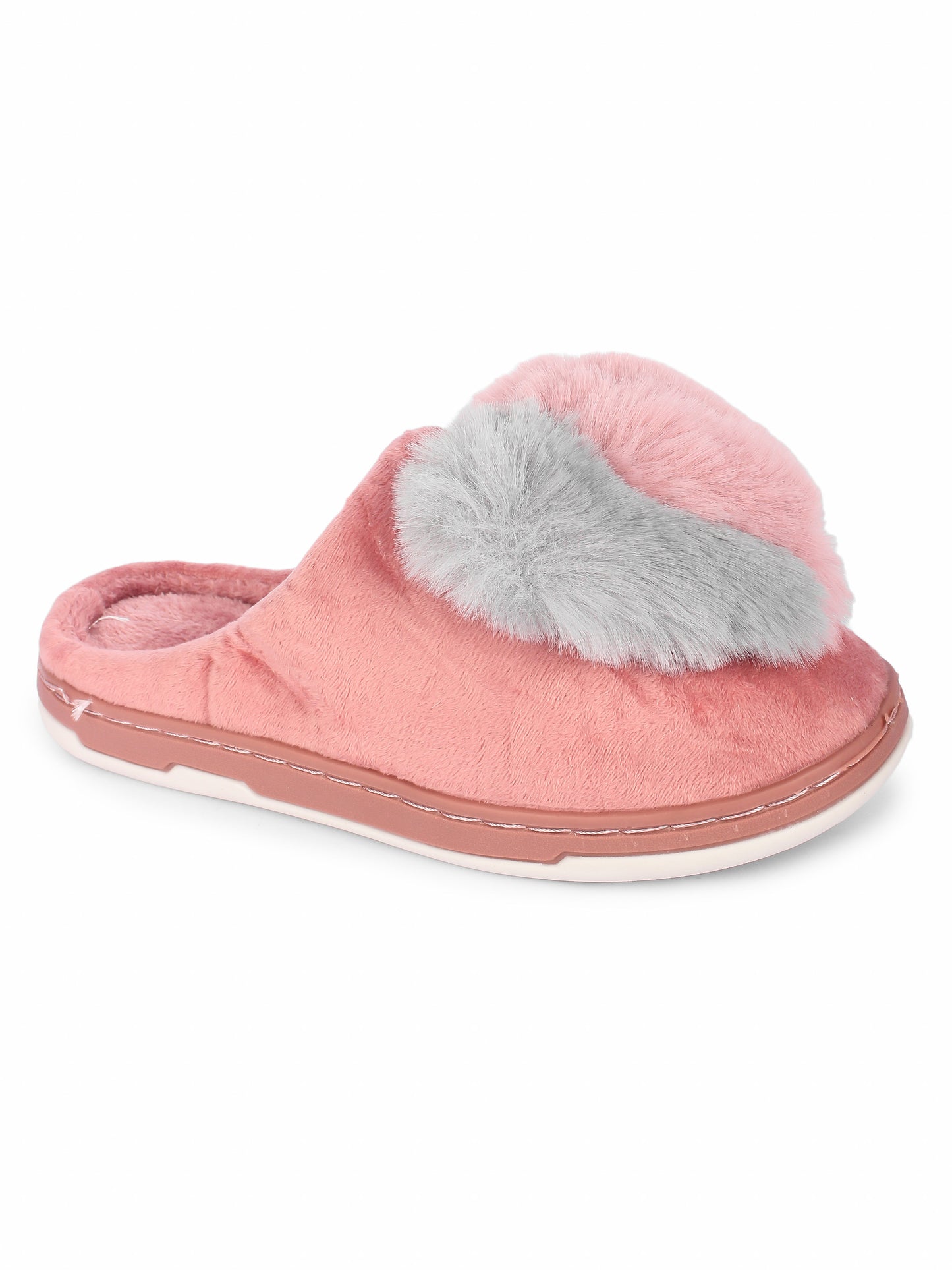 Brauch Women's Pink Heart Furry Winter Slippers