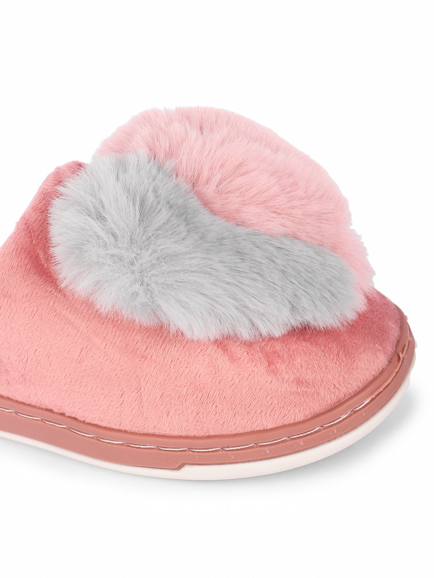 Brauch Women's Pink Heart Furry Winter Slippers