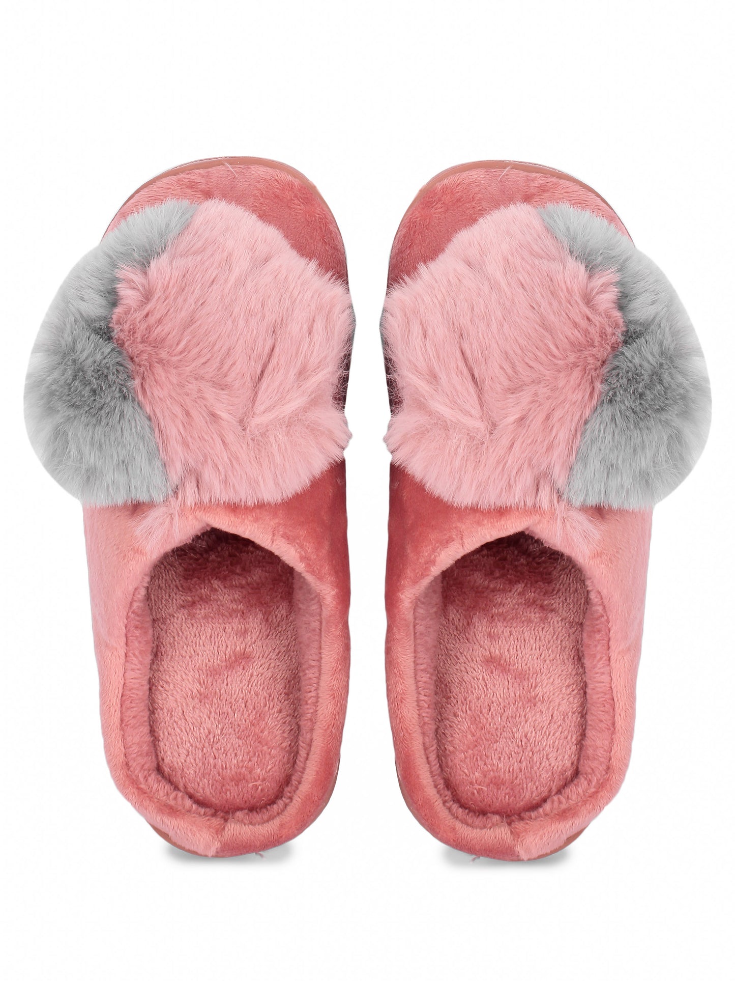 Brauch Women's Pink Heart Furry Winter Slippers