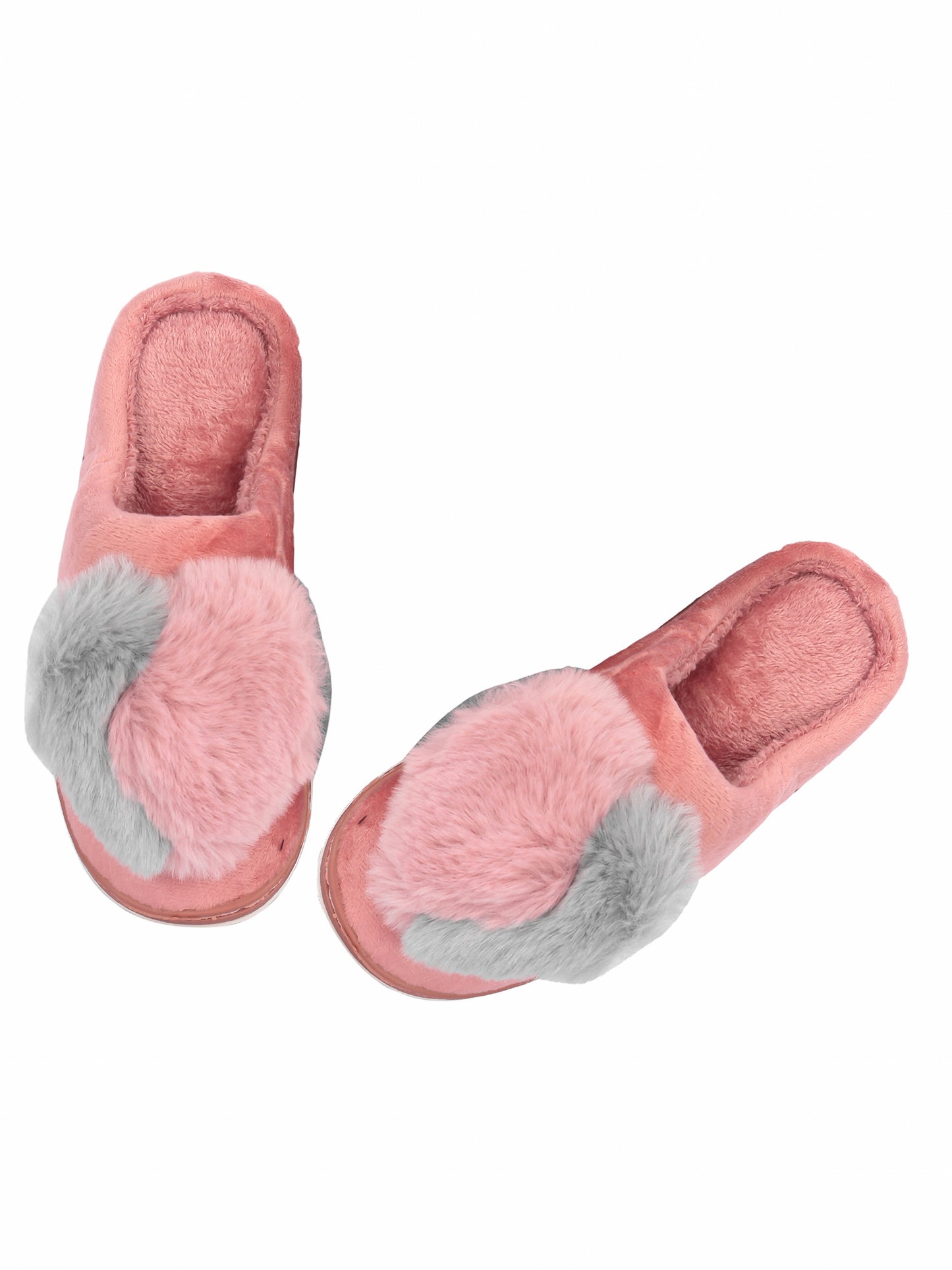 Brauch Women's Pink Heart Furry Winter Slippers