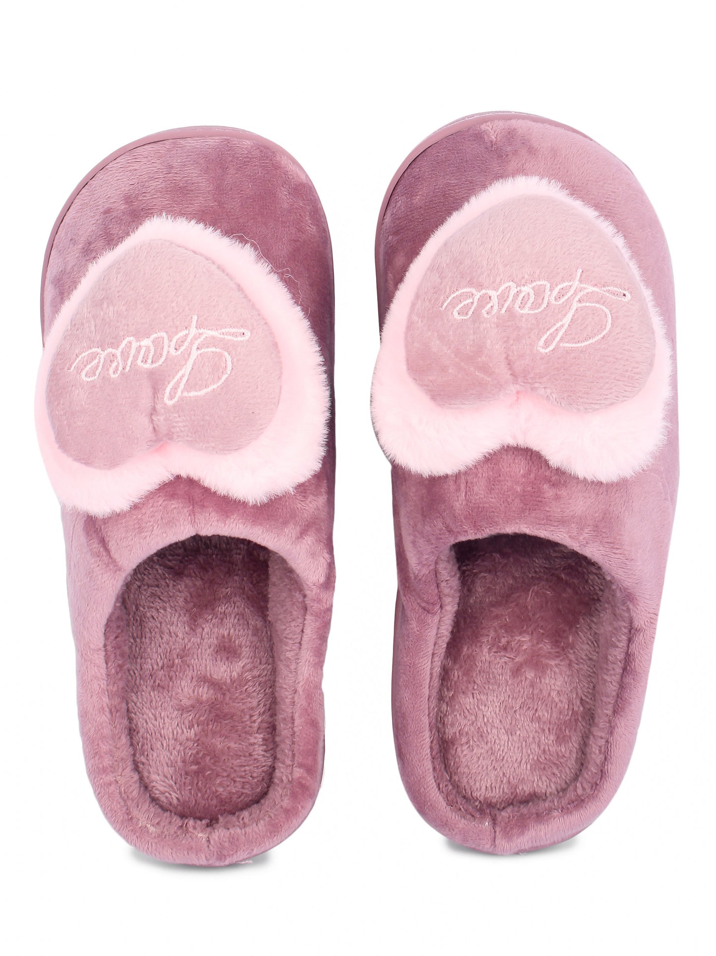 Brauch Women's Purple Love Heart Fur Winter Slippers