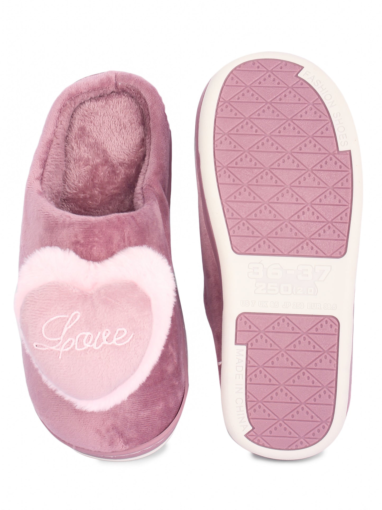 Brauch Women's Purple Love Heart Fur Winter Slippers