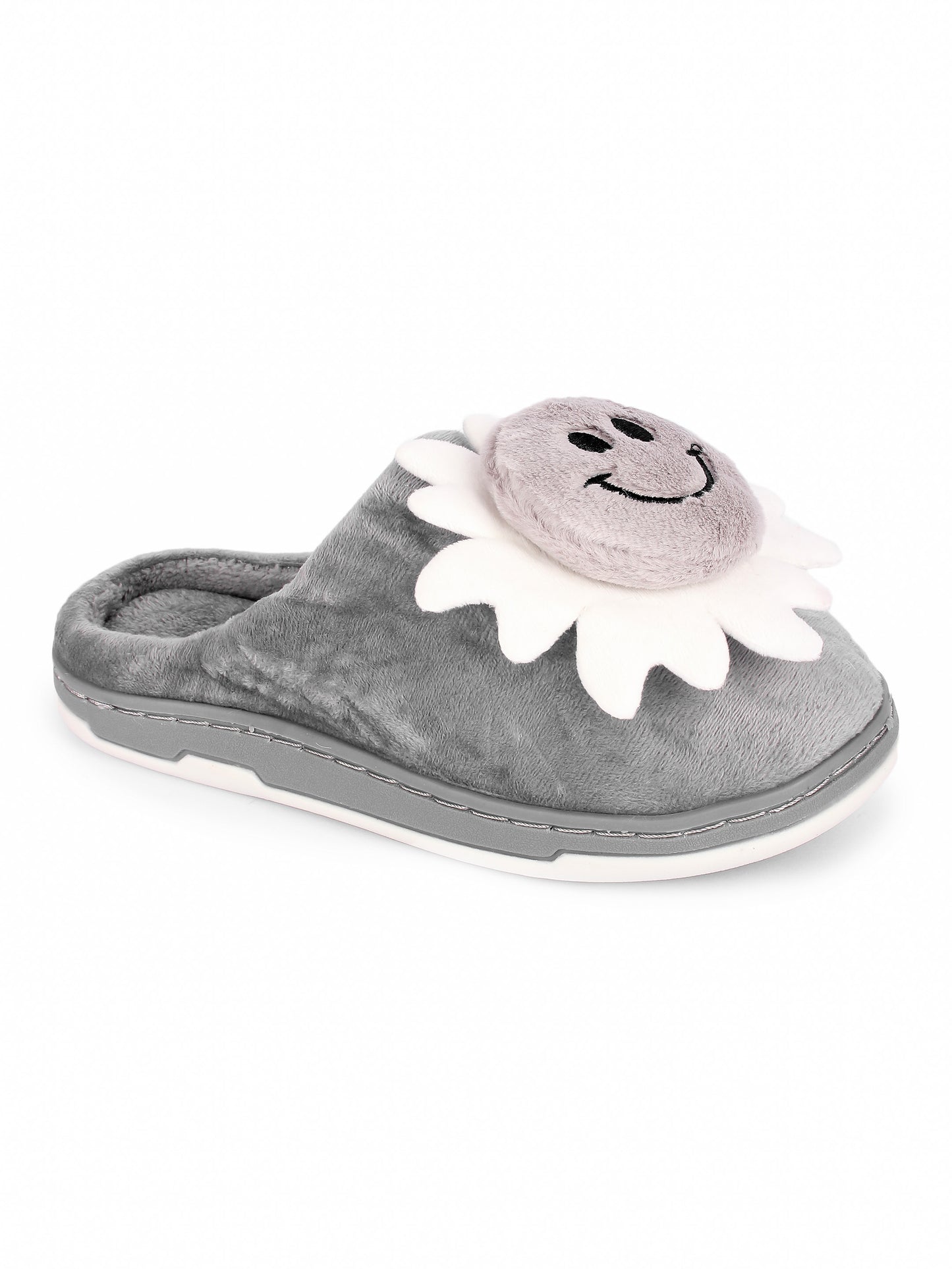 Brauch Women's Grey Smiley Fur Winter Slippers