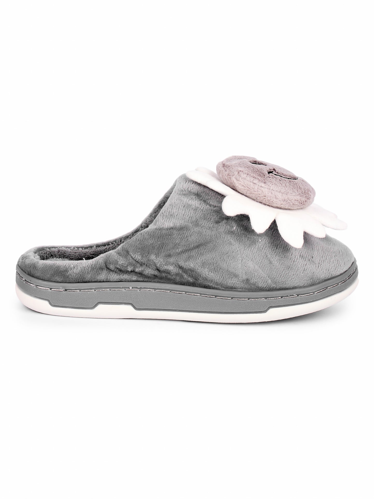 Brauch Women's Grey Smiley Fur Winter Slippers