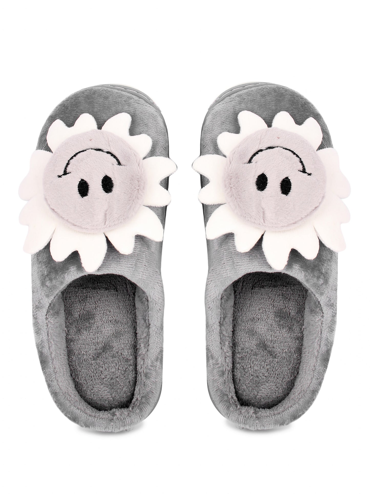 Brauch Women's Grey Smiley Fur Winter Slippers
