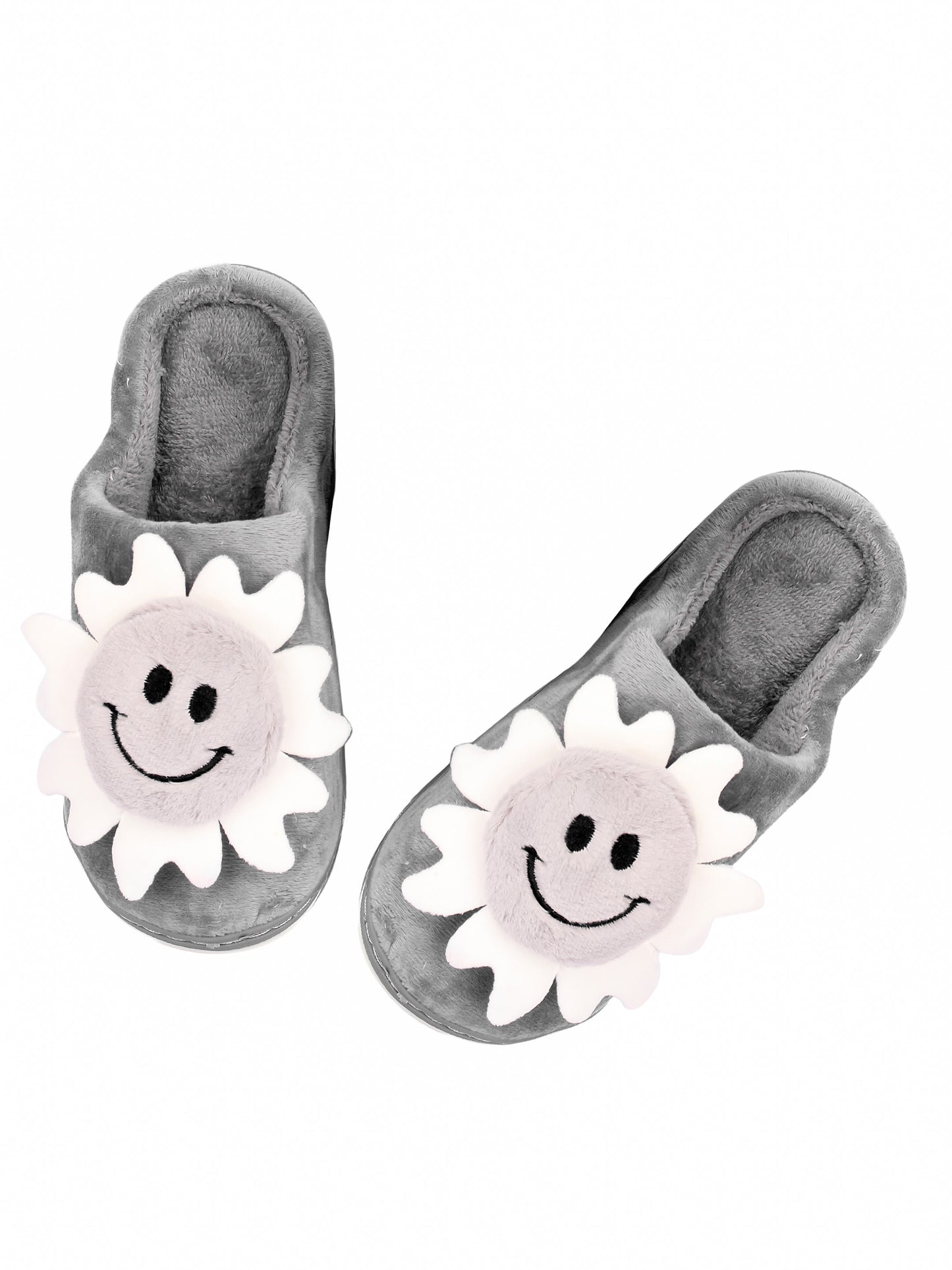 Brauch Women's Grey Smiley Fur Winter Slippers