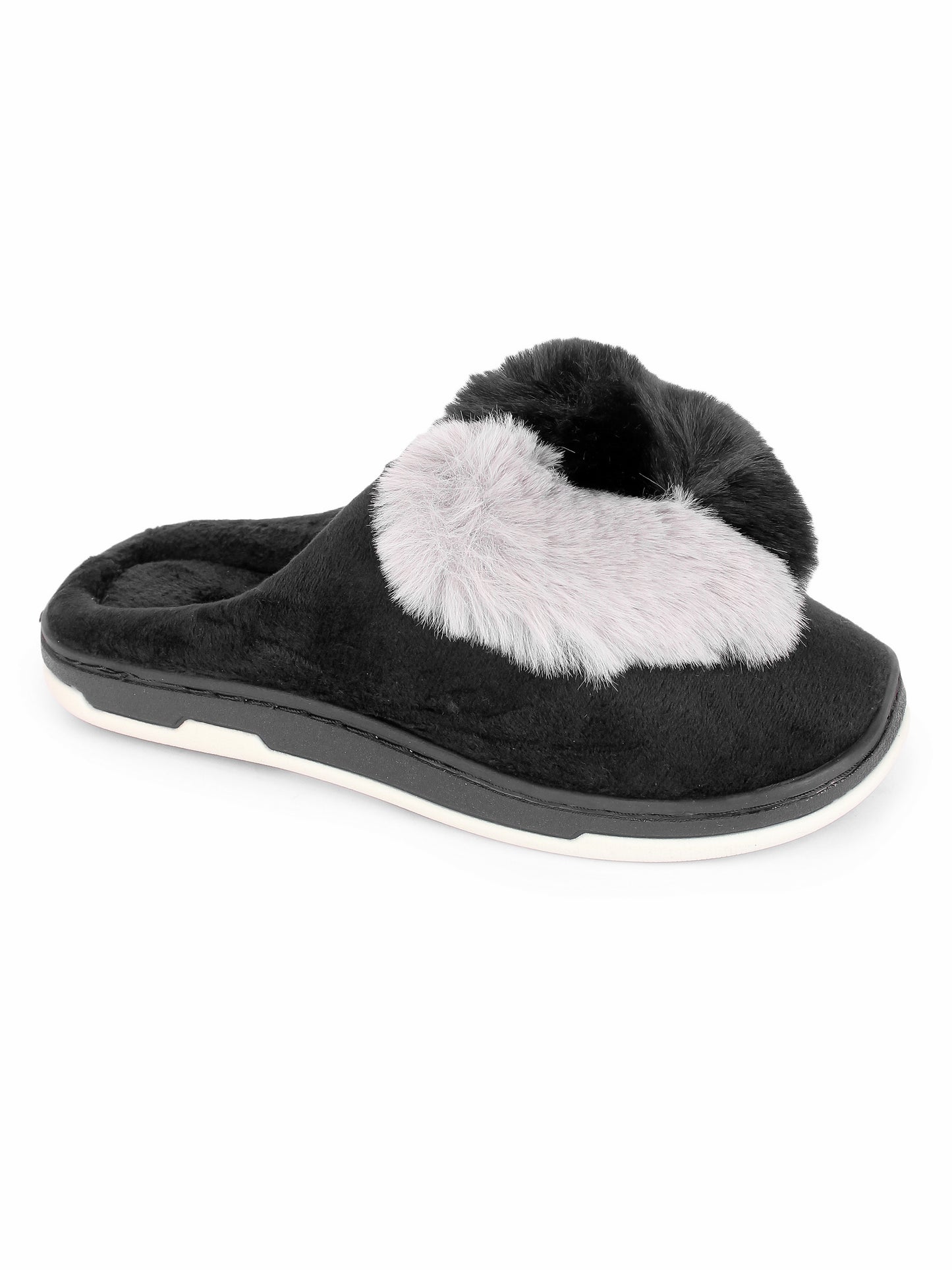 Brauch Women's Black Heart Furry Winter Slippers