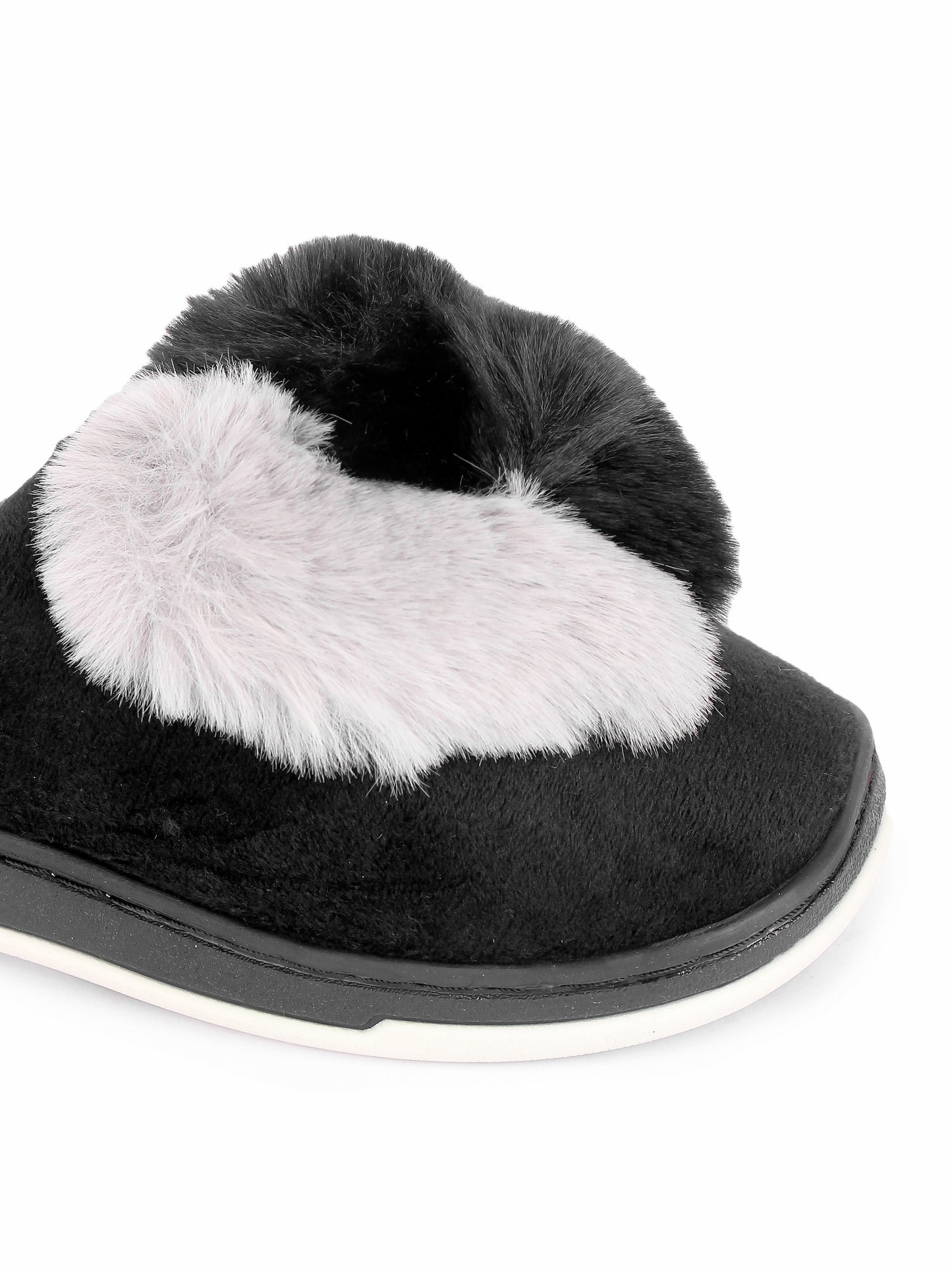 Brauch Women's Black Heart Furry Winter Slippers