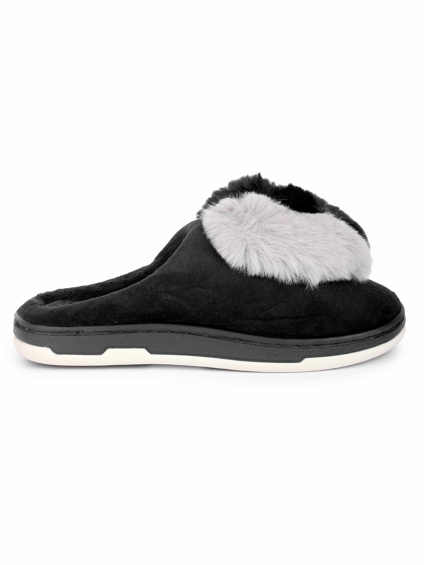 Brauch Women's Black Heart Furry Winter Slippers