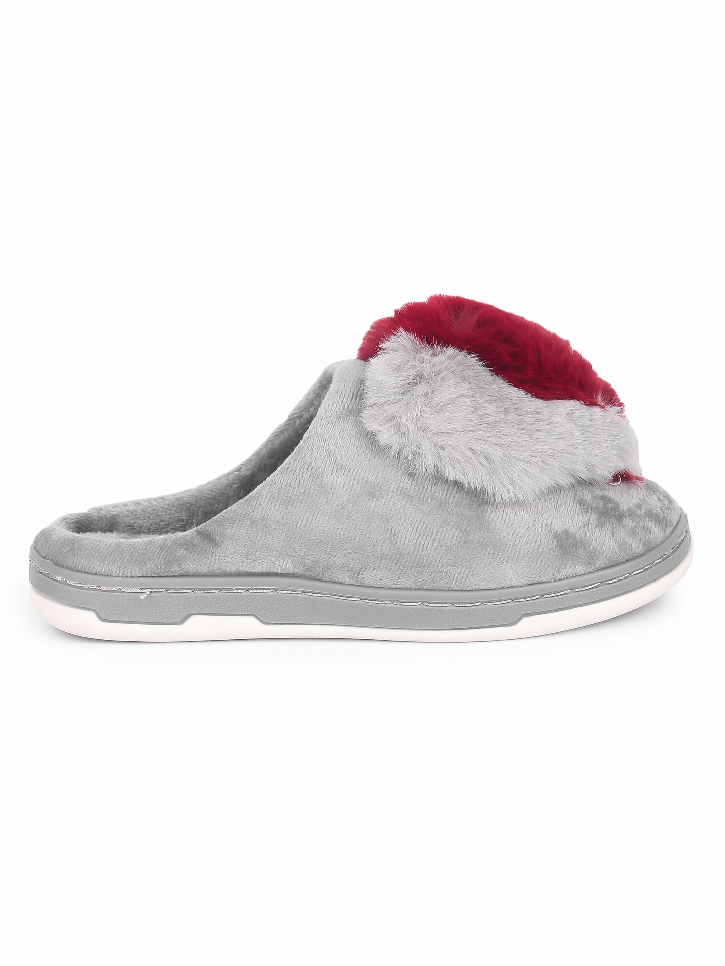 Brauch Women's Grey Heart Furry Winter Slippers