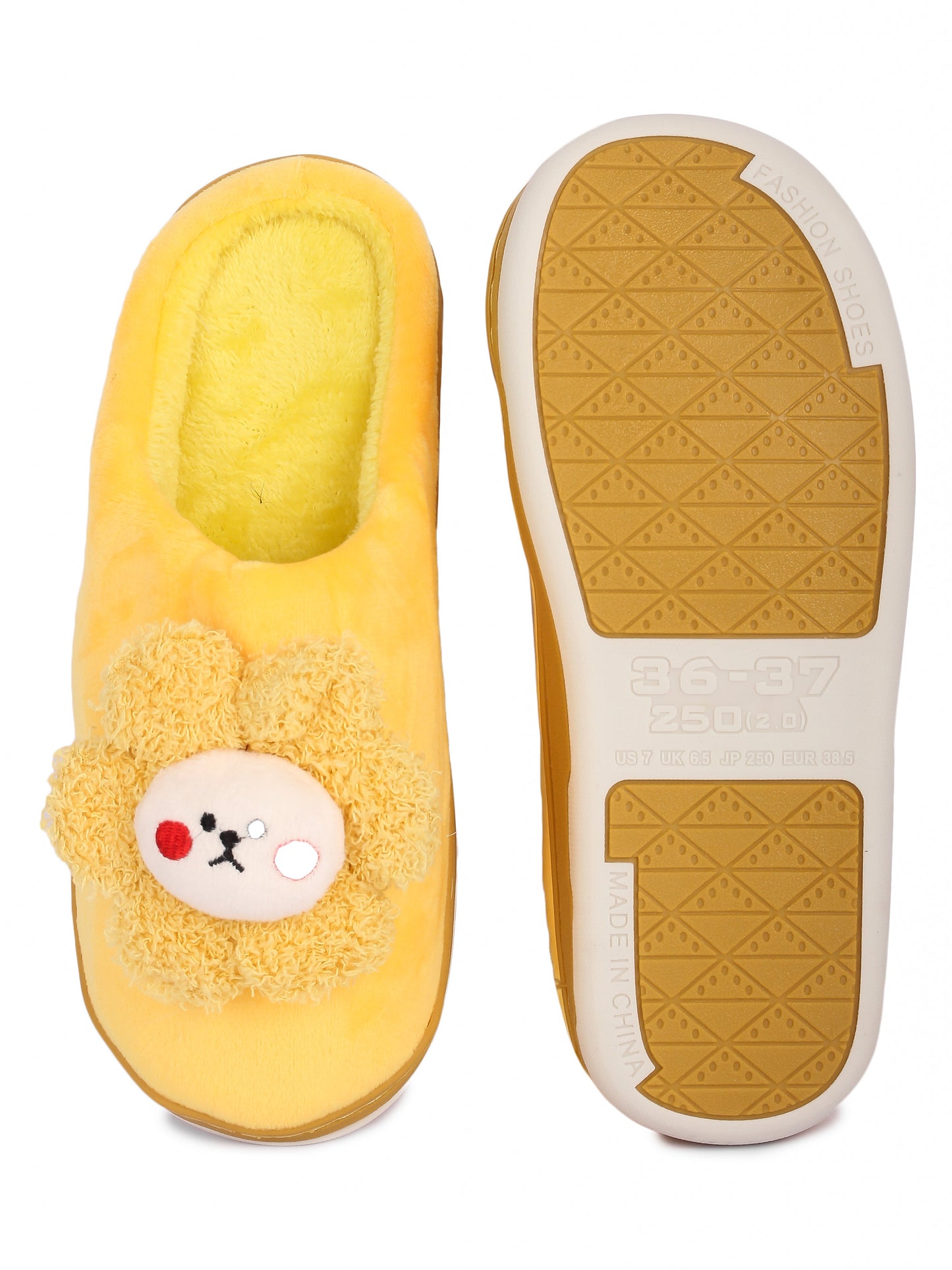 Brauch Women's Yellow Sunflower Fur Winter Slippers