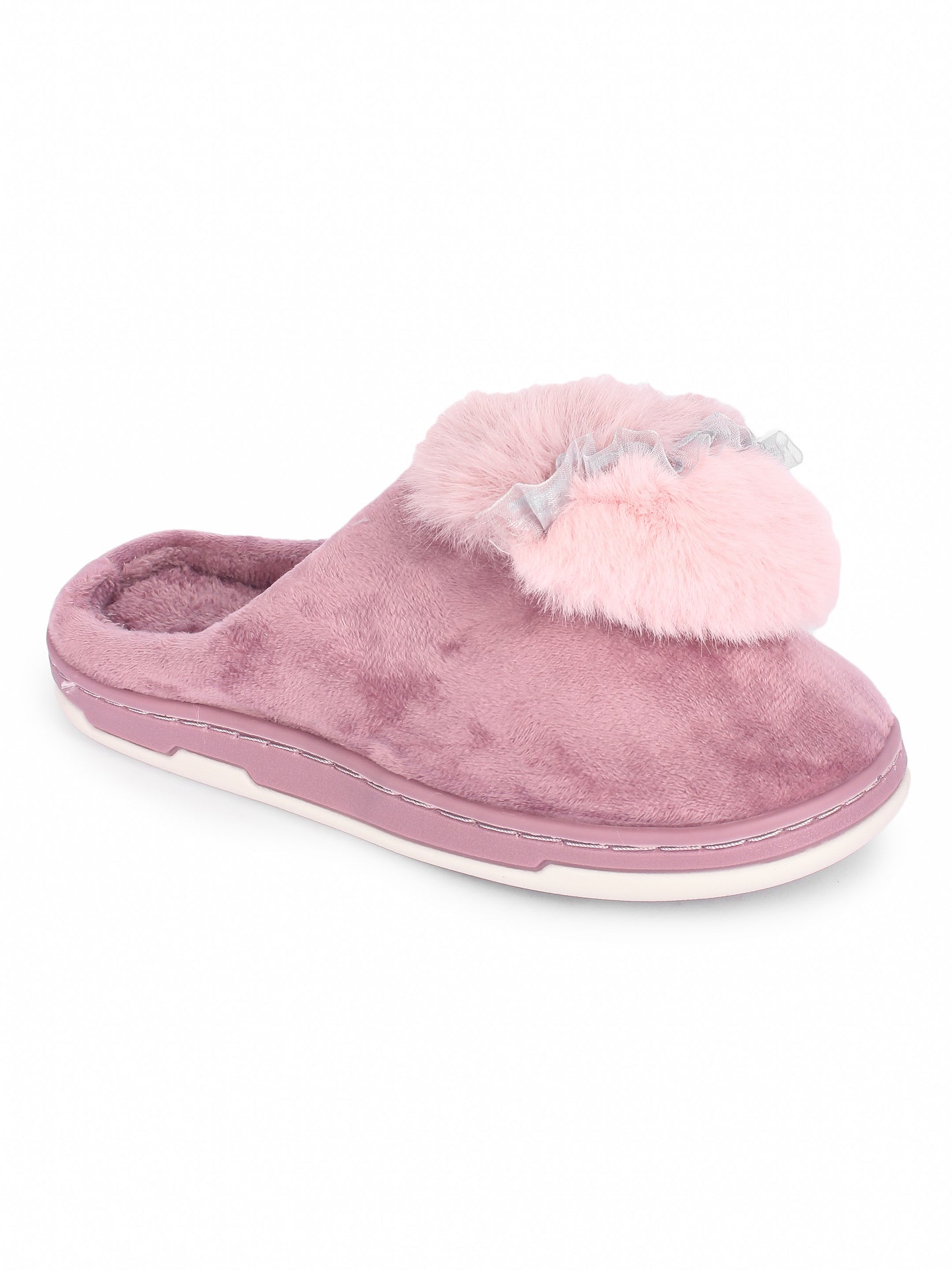 Brauch Women's Purple Heart Pearl Fur Winter Slippers