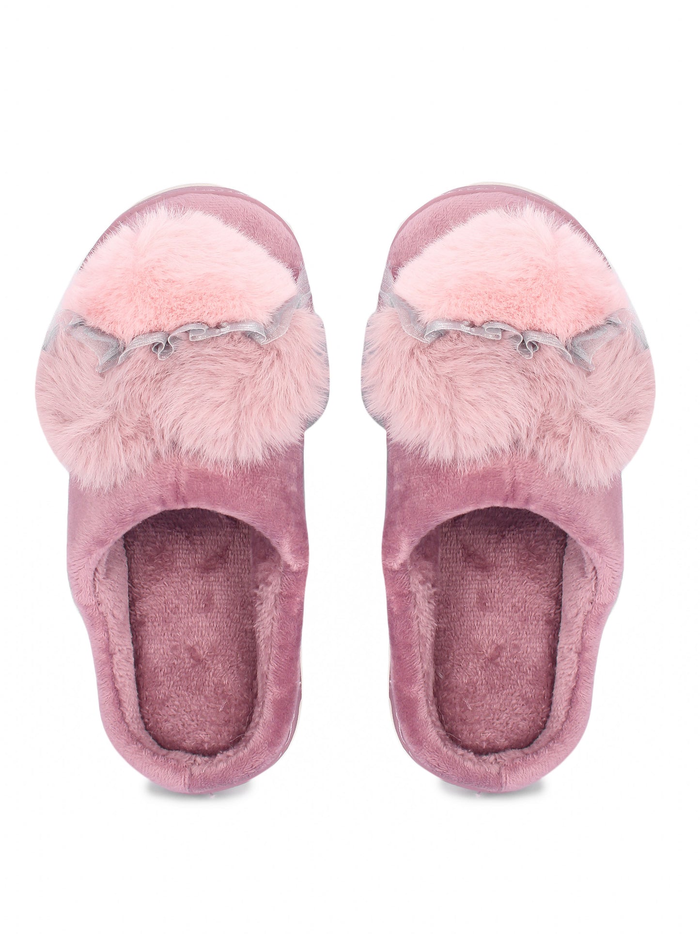 Brauch Women's Purple Heart Pearl Fur Winter Slippers