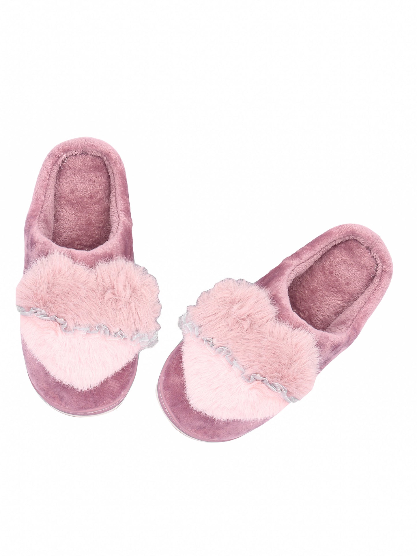 Brauch Women's Purple Heart Pearl Fur Winter Slippers