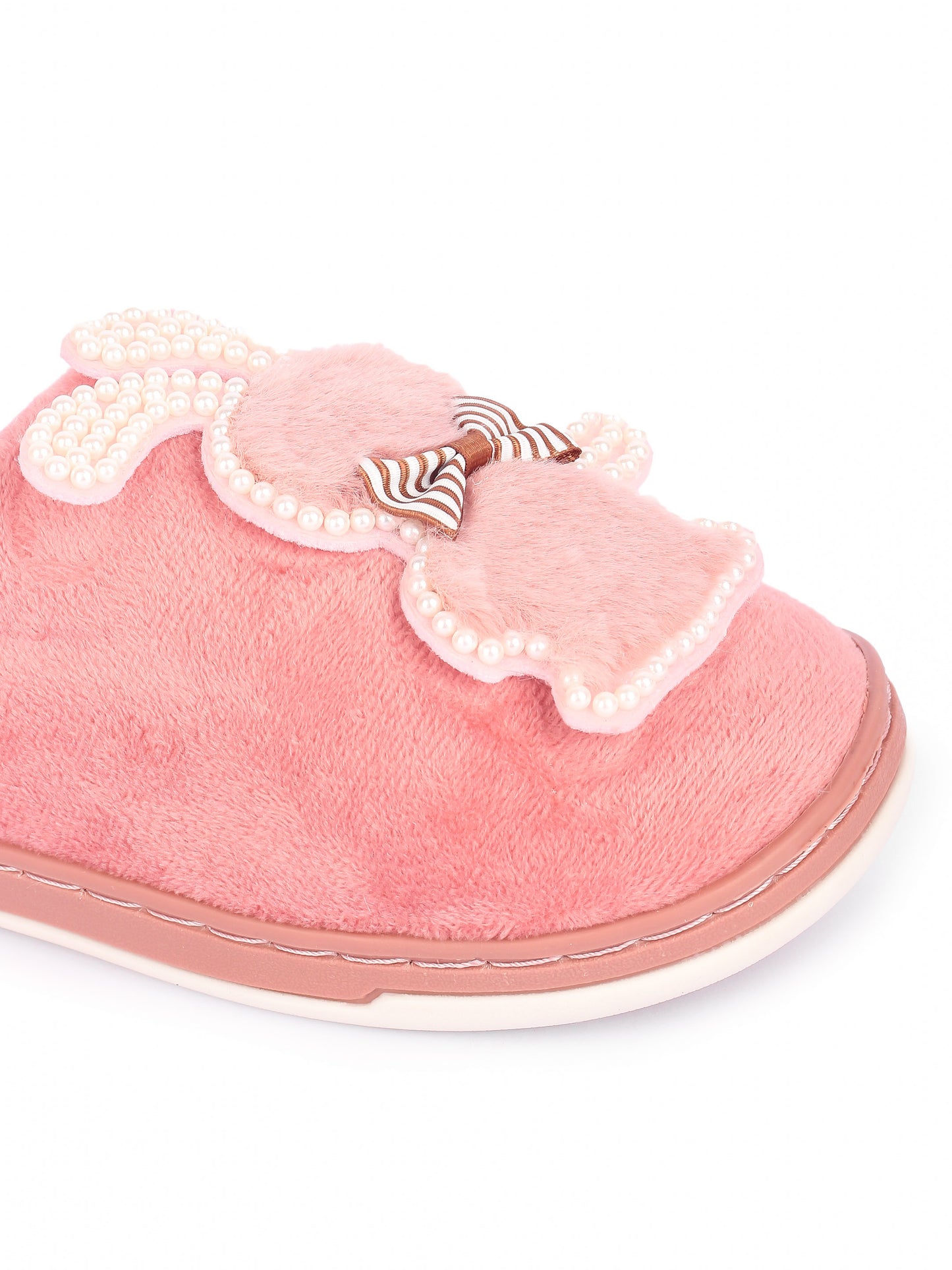Brauch Women's Pink Wavy Ear Fur Winter Slippers